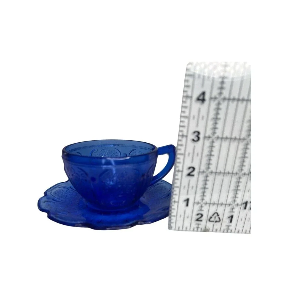 Jeannette Cherry Blossom Style Cobalt Blue Child's Cup & Saucer Reproduction